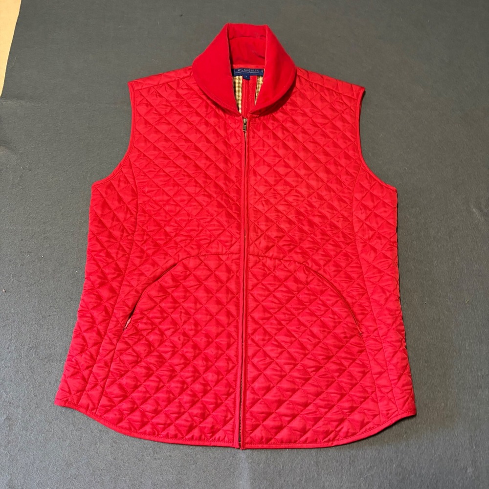 J. McLaughlin Quilted Vest Womens Small Red Cotton Preppy Vintage Fall Core Out